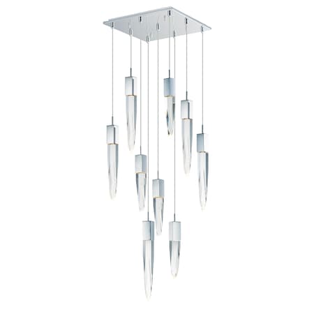 Et2 Quartz 9-Light 15.75" Wide Polished Chrome Pendant Light E31246-20PC